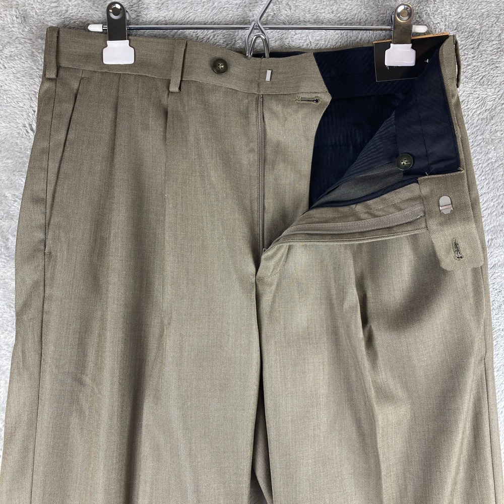 AXIST No Iron Dress Pants Mens 33x32 Brown Pleated Straight Leg Wrinkle‎ Resist - Picture 5 of 14